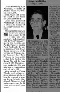 Obituary for James Harold Riley
